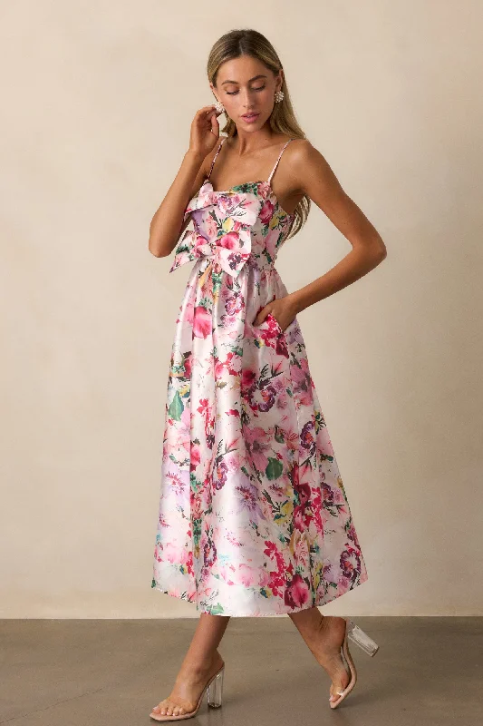The Best Sale of the Year!Fleeting Fauna Pink Floral Midi Dress