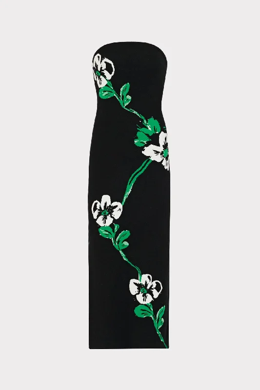 Your Best Deals Are Here!Floral Jacquard Strapless Midi Dress