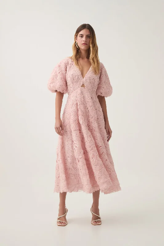 Your Shopping Wish, Our Discount Command!Florential Textured Midi Dress