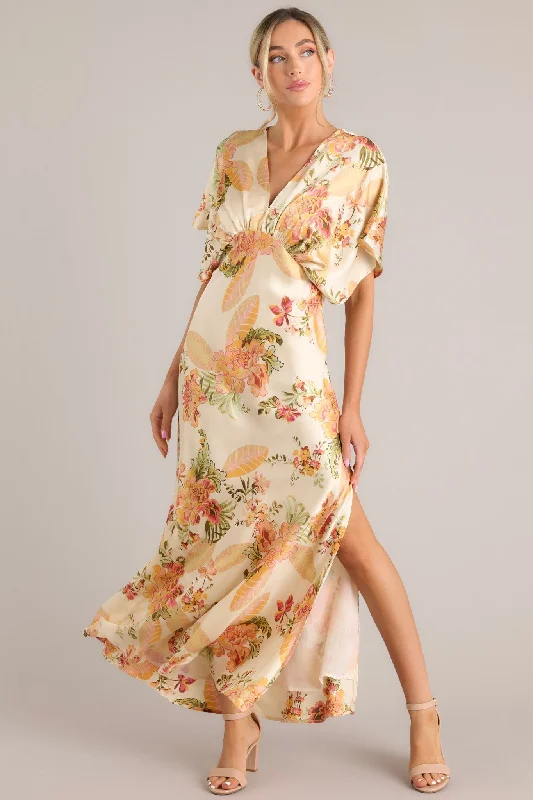 Find Your Perfect Deal Today!Frames Of Bliss Beige Floral Maxi Dress