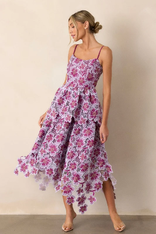 New Discounts Just Dropped!Glimpse Of Grace Light Plum Floral Embroidered Midi Dress