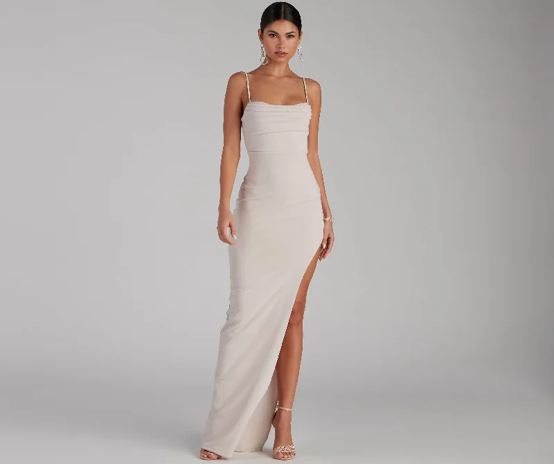 Limited Time Offer!Lola High Slit Crepe Dress