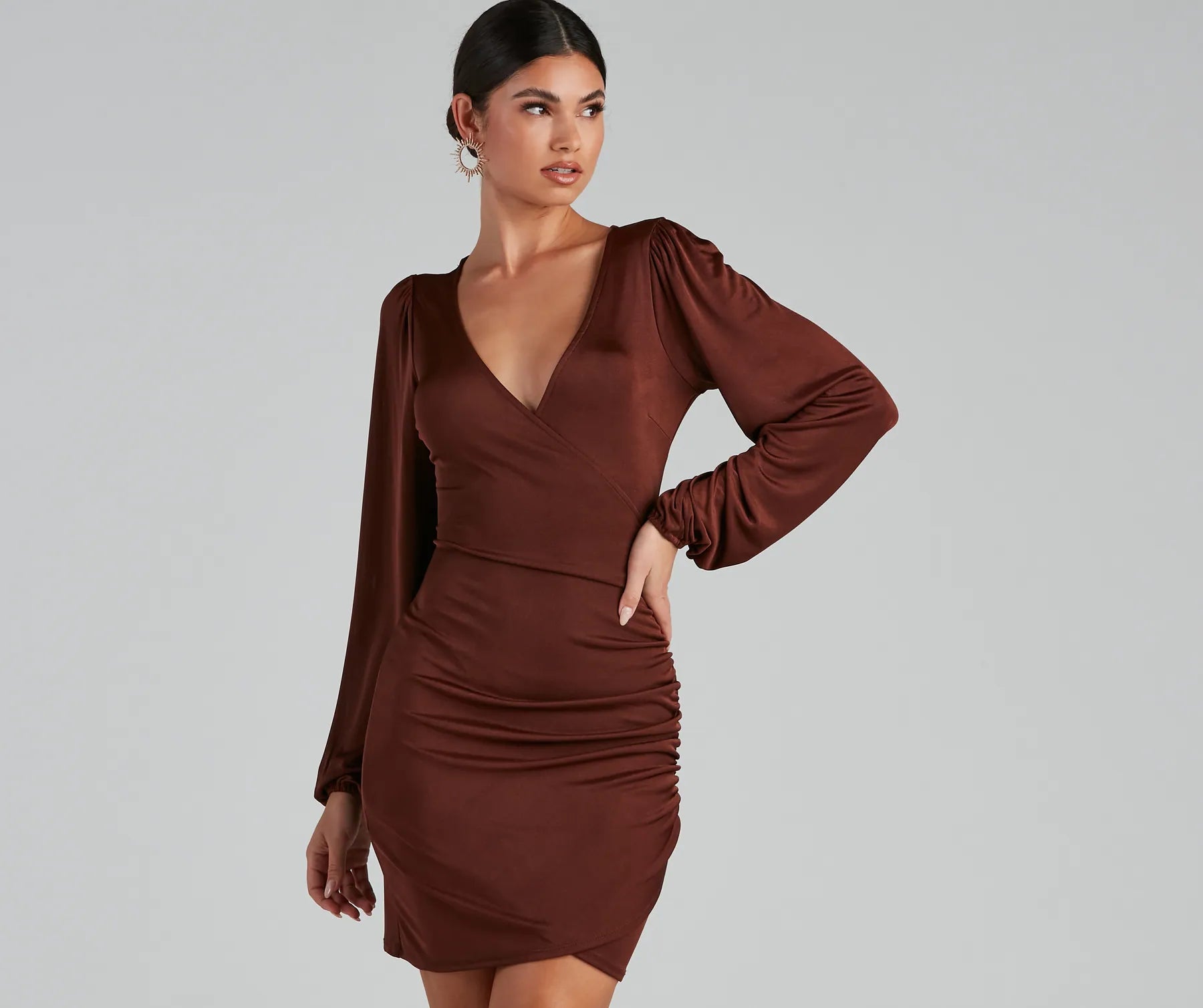 Get More, Spend Less – Shop Now!Out For The Night Plunge Wrap Mini Dress