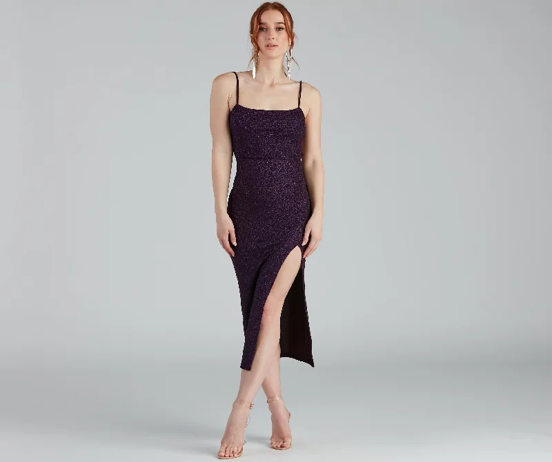 Your Shopping Wish, Our Discount Command!Shimmering Beauty Glitter Tie-Back Midi Dress