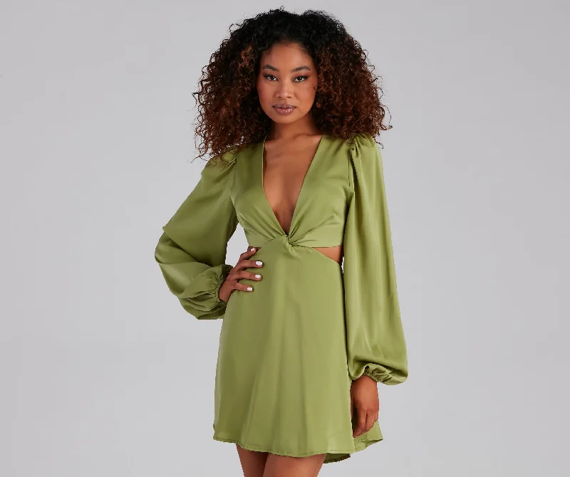 Your Wallet Will Thank You!So Luxe Satin A-Line Cutout Mini Dress