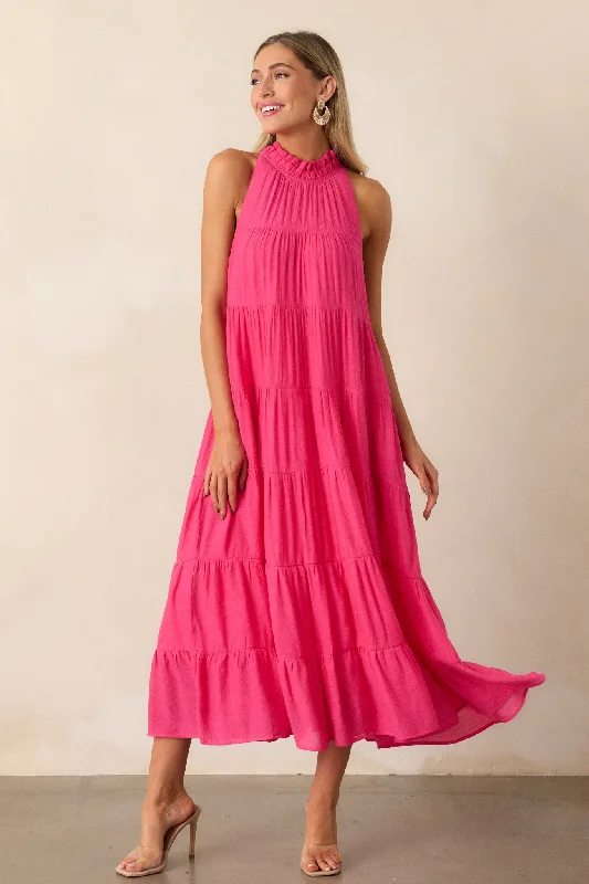Bigger Savings, Better Shopping!Take Me Dancing Hot Pink Maxi Dress