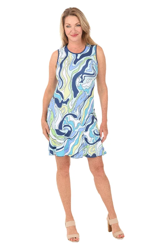 Your Favorite Items on Sale Now!Ocean Waves MJ Sleeveless Ruffle Dress