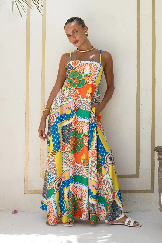 Save Up to 50% Off!Allegra Multicolour Patchwork Maxi Dress