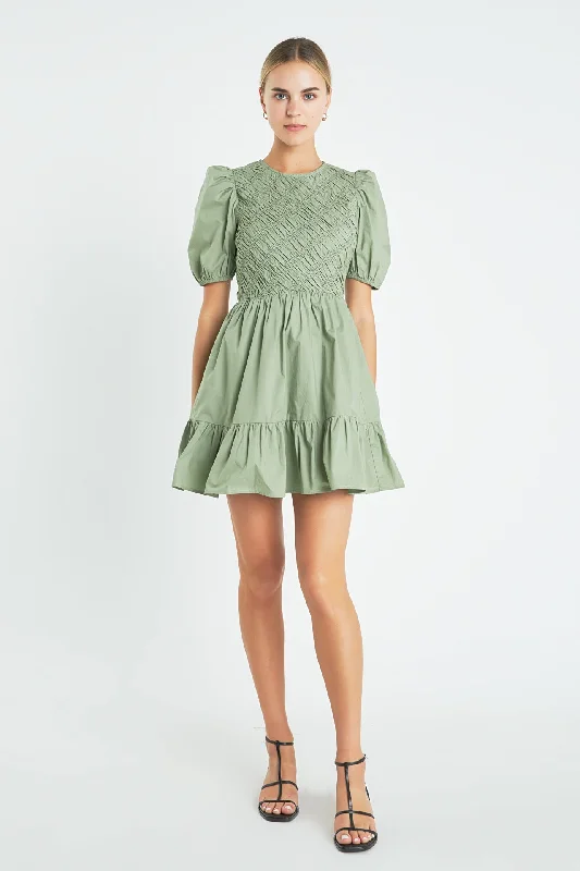 Every Deal is a Steal!Asymmetrical Smocked Mini Dress