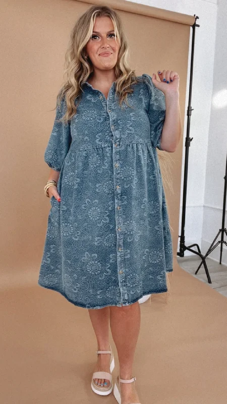 Unmissable Offers Await!Dixie Denim Puff Sleeve Mini Dress