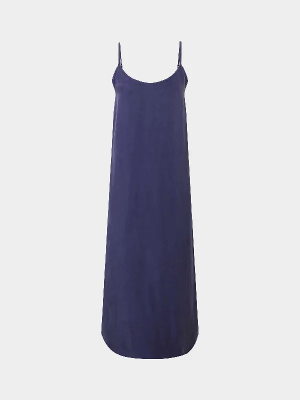 Exclusive Deals Just for You!SOLID CREW NECK SLIP DRESS-NAVY