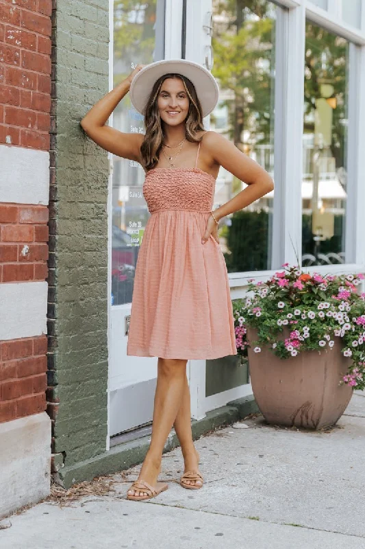 Grab Yours Before It’s Too Late!Dusty Salmon Smocked Babydoll Mini Dress - FINAL SALE