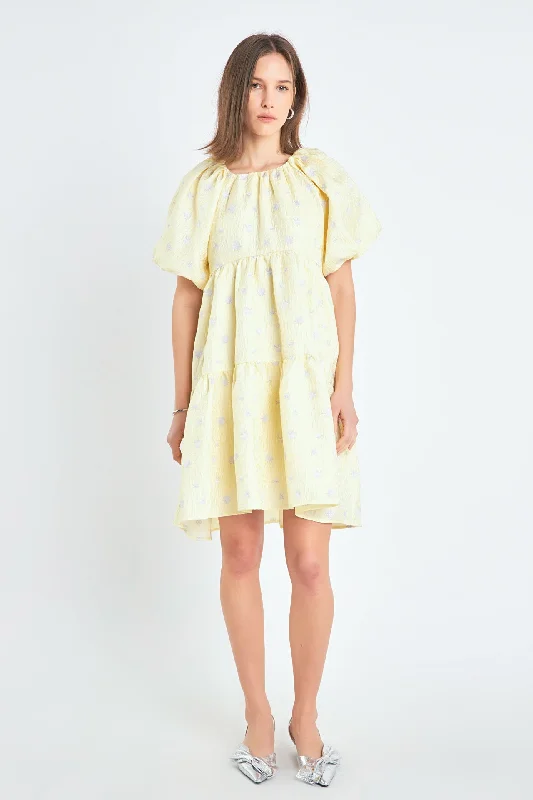 Limited Edition, Limited Price!Floral Jacquard Tiered Midi High Low