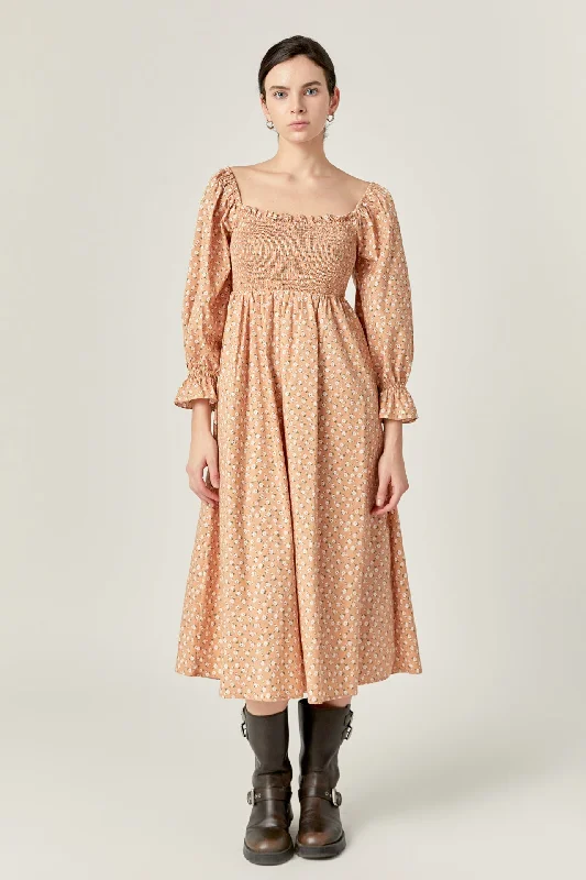 Special Offer – Act Fast!Floral Smocked Midi Dress