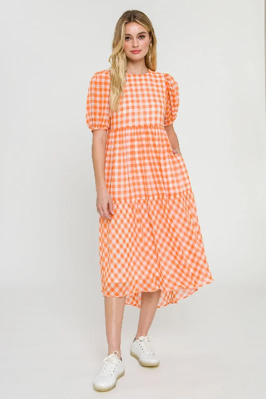 Best Offers of the Month!Gingham Print Midi Dress