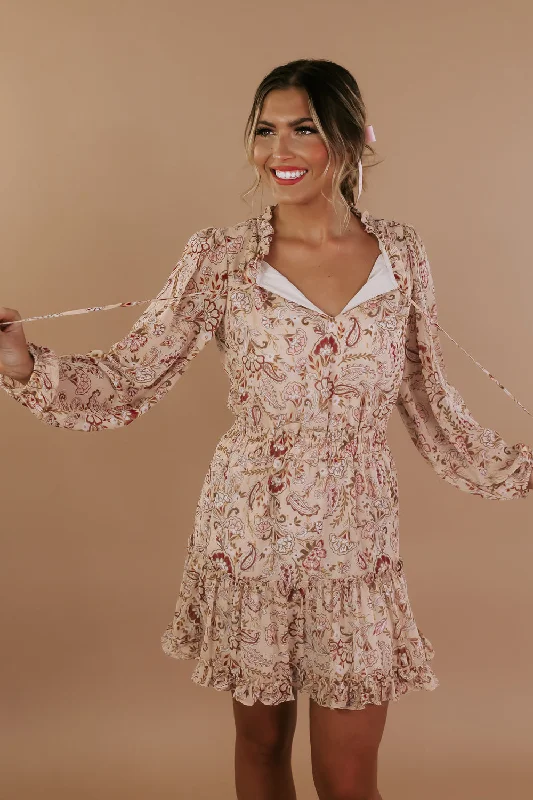 Unlock Huge Savings Now!Floral Dreams Mini Dress, Golden Multi