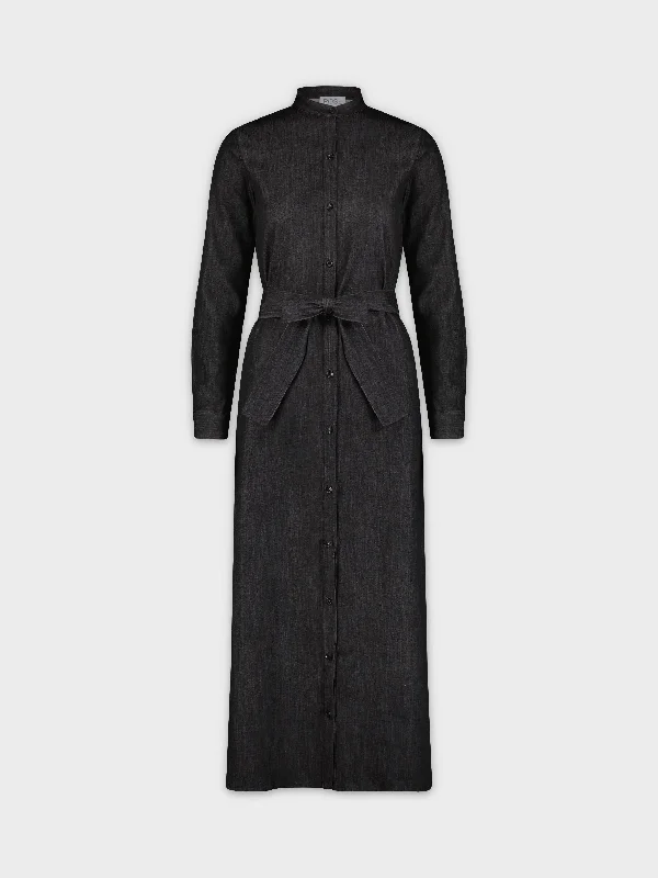More Discounts, More Joy!LONG SHIRTDRESS-BLACK DENIM