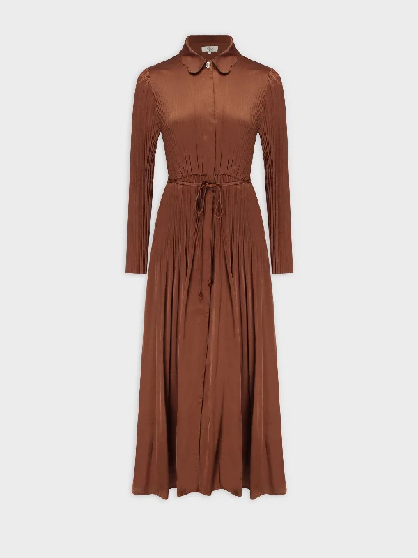 Upgrade for Less!Micro Pleat Dress-Bronze