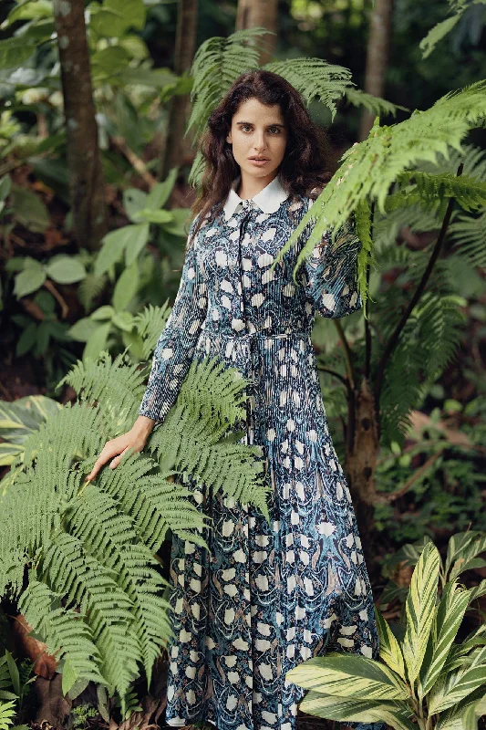 Shop Early, Save Big!Micro Pleat Dress-Ebony Ivory Floral