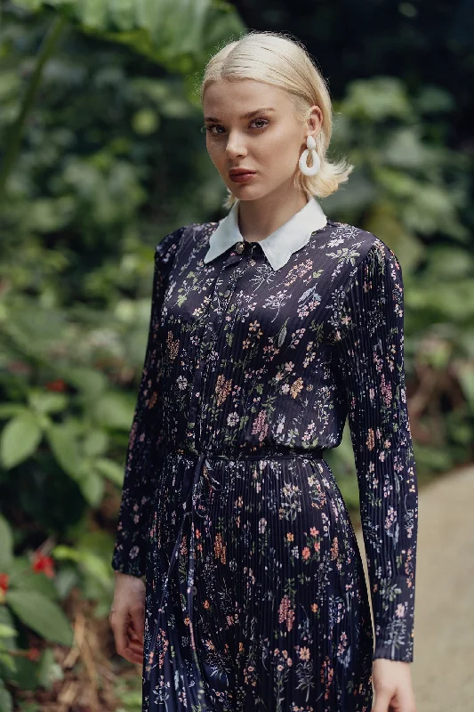 Buy More, Save More!Micro Pleat Dress-English Floral