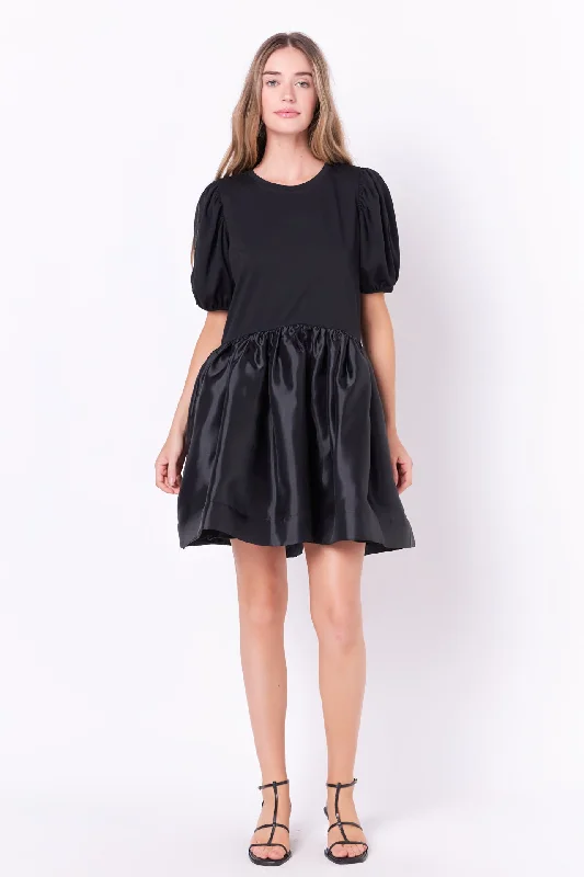 The Best Offers Are Here!Mixed Media Organza Mini Dress