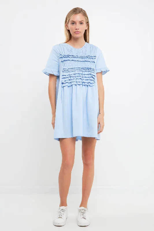 More Discounts, More Joy!Mixed Media Ruffle Detail Dress