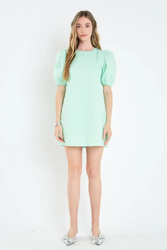 Limited Stock Available!Puff Sleeve Mini Dress