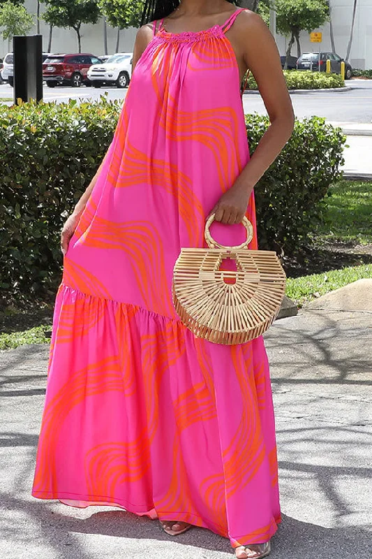Only a Few Left – Order Now!Ripple Print Relaxed Tiered Maxi Dress