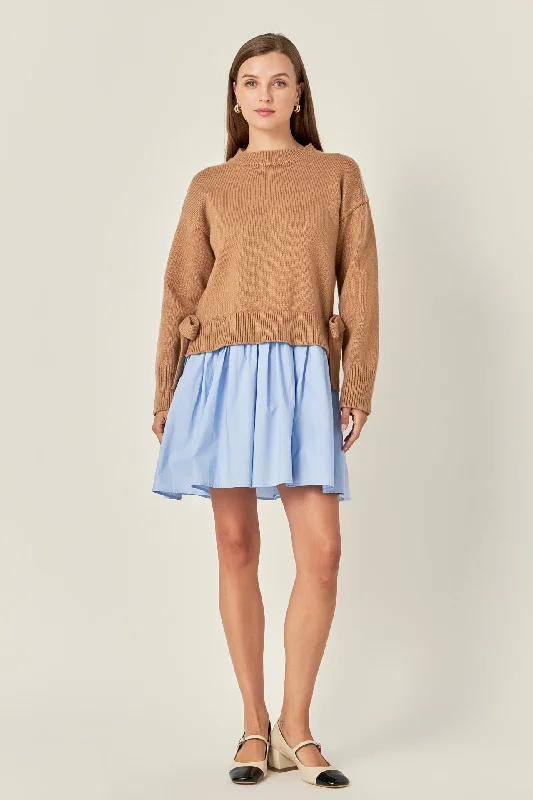 Don’t Wait – Shop Today!Side Tie Mixed Media Mini Dress