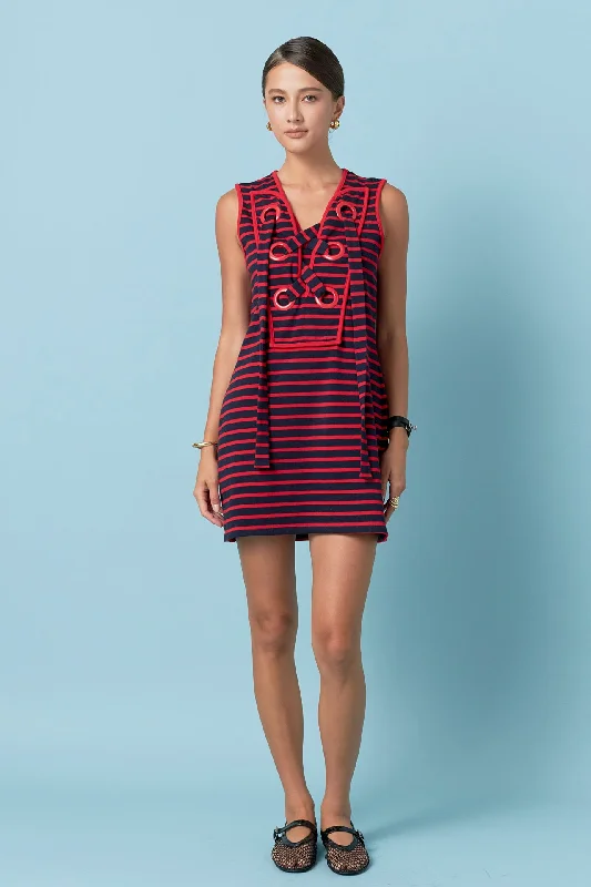 The Sale You’ve Been Waiting For!Striped Knit Lace Up Dress