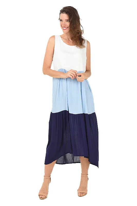Best Price of the Season!Tiered Colorblock Sleeveless Maxi Dress