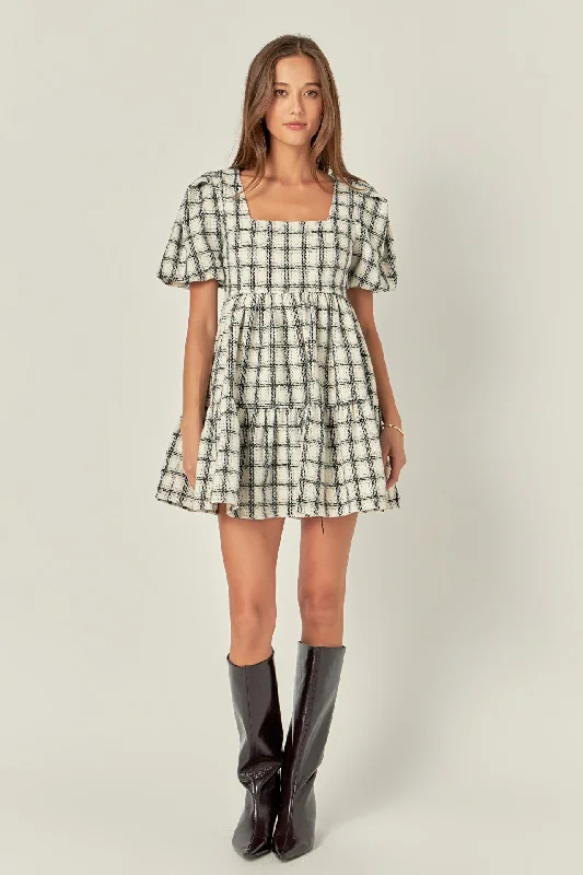 Limited Edition, Limited Price!Tweed Mini Gingham Dress