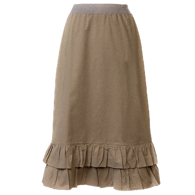 Your Wallet Will Thank You!Double Ruffle British Khaki Skirt