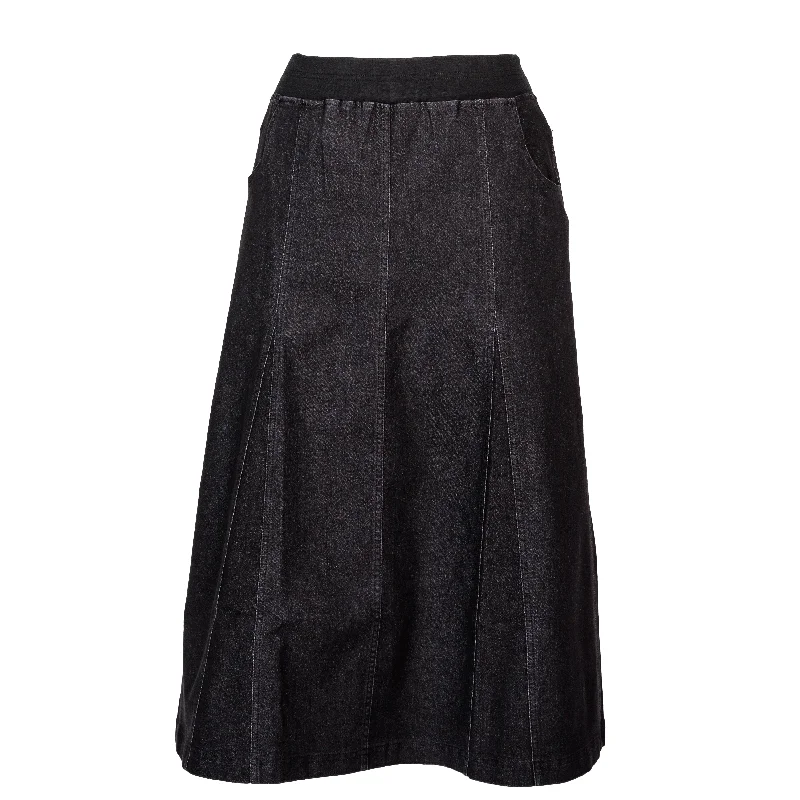New Discounts Just Dropped!Godet Black Denim  Skirt