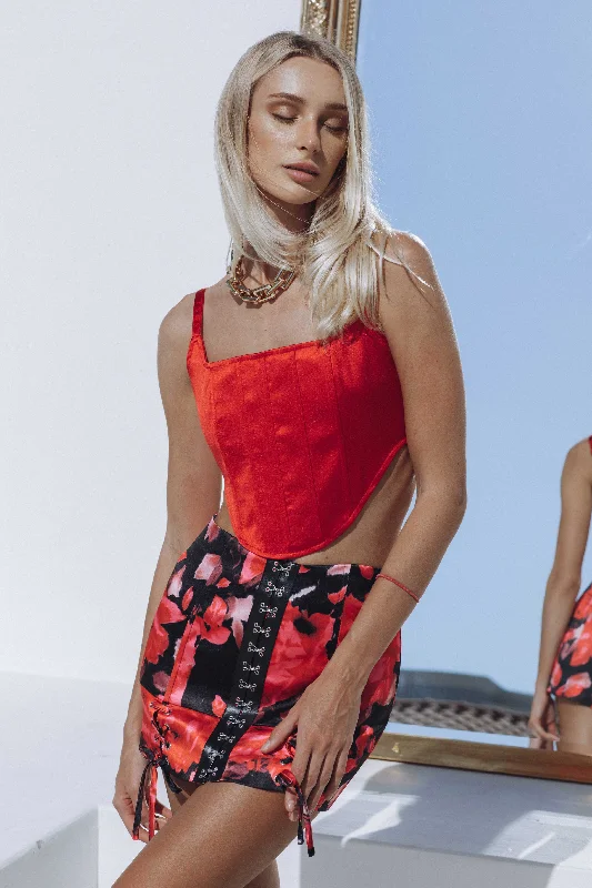 Huge Price Cuts Await!INFATUATION MINI SKIRT - RED FLORAL