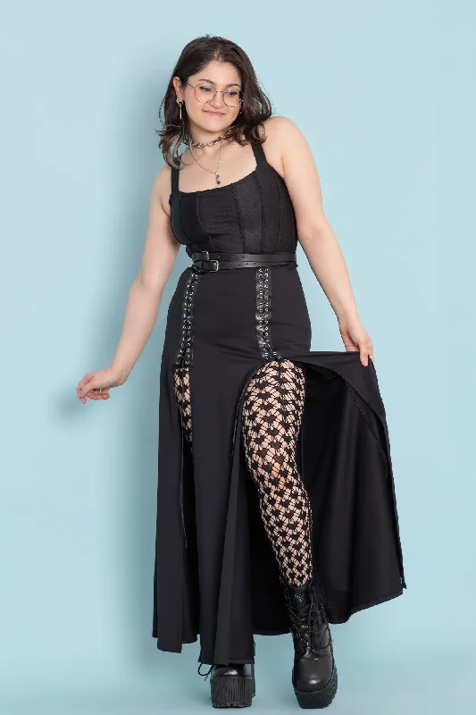 Seasonal Sale – Shop Now!Matte Black Laced Split Skirt