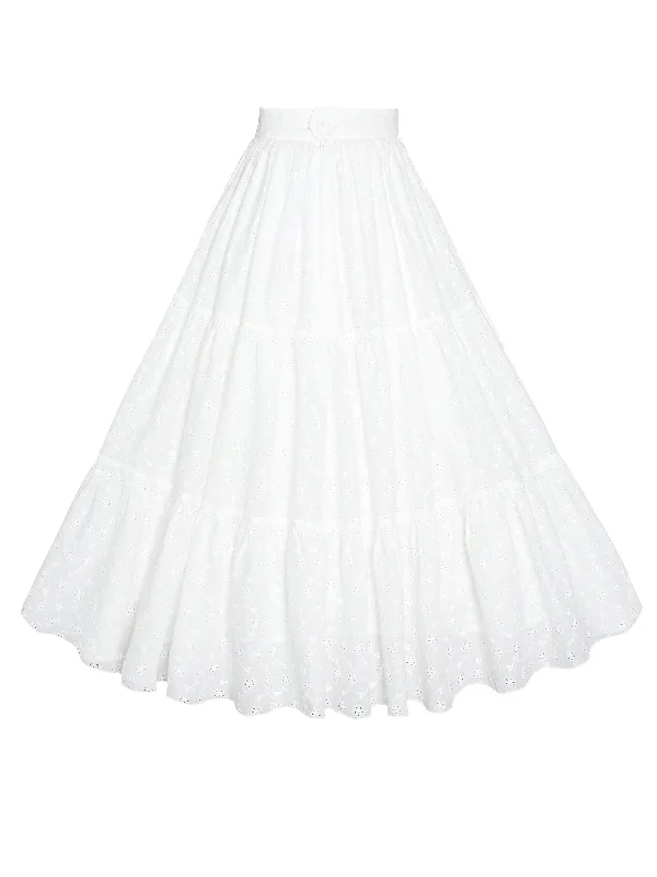 The Best Deals Won’t Wait!MTO - Pippa Skirt White "Forget Me Not" Eyelet