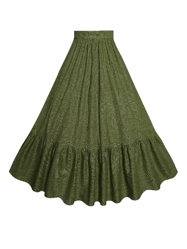 Only a Few Left – Order Now!MTO - Rosita Skirt in Hunters Green Linen