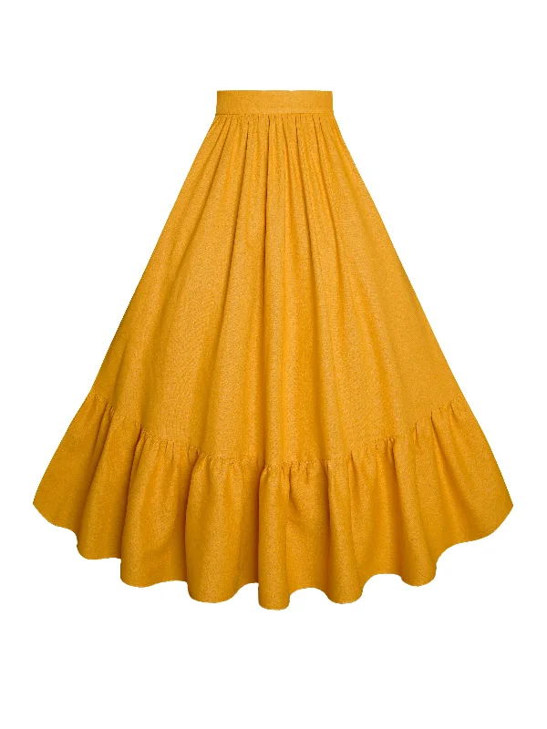 Score Big Savings Today!MTO - Rosita Skirt in Tuscany Yellow Linen