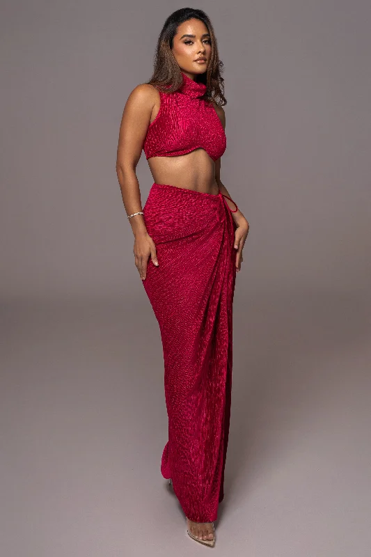 Grab Yours Before It’s Too Late!Red Chosen One Velvet Skirt Set