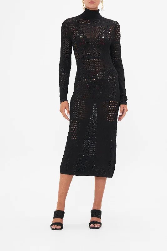 Flash Sale – Act Fast!POINTELLE TURTLE NECK KNIT DRESS STITCHED IN TIME