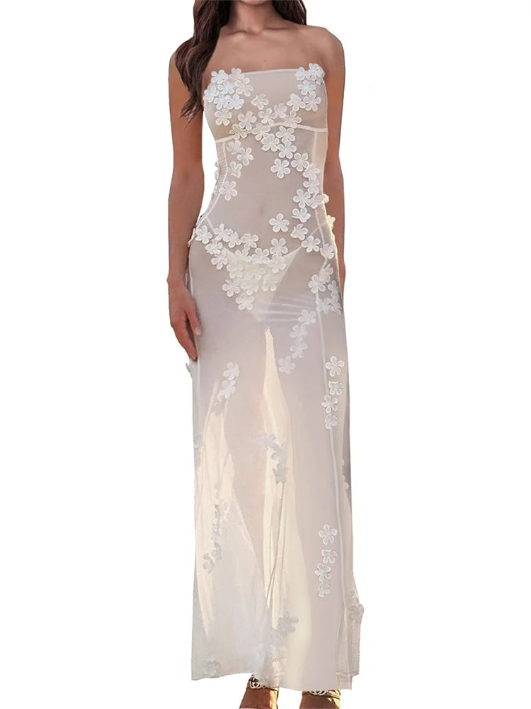 One Day Only – Huge Savings!Amy Fashion - 3D Flowers Patchwork Tube for Women Strapless Off Shoulder Mesh Sheer See Through Summer Vestidos One Day Only – Huge Savings!Amy Fashion - 3D Flowers Patchwork Tube for Women Strapless Off Shoulder Mesh Sheer See Through Summer Vestidos