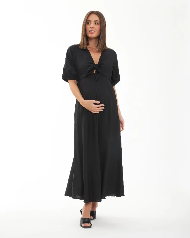 Shop Now and Save!Camille Tie Front Linen Dress Black