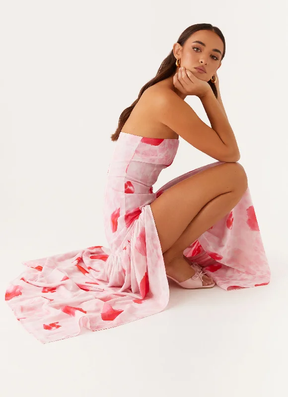 Snag the Best Prices Now!Eden Strapless Maxi Dress - Rose Leopard