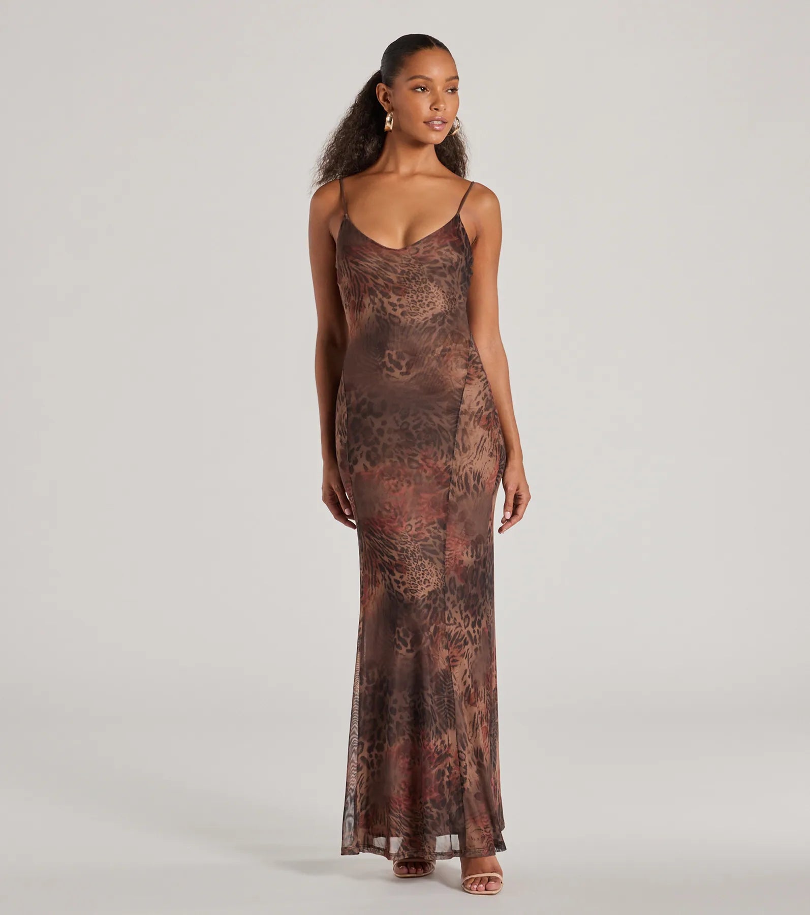 Exclusive Offers You’ll Love!Fierce Allure Leopard Print Mesh Maxi Dress