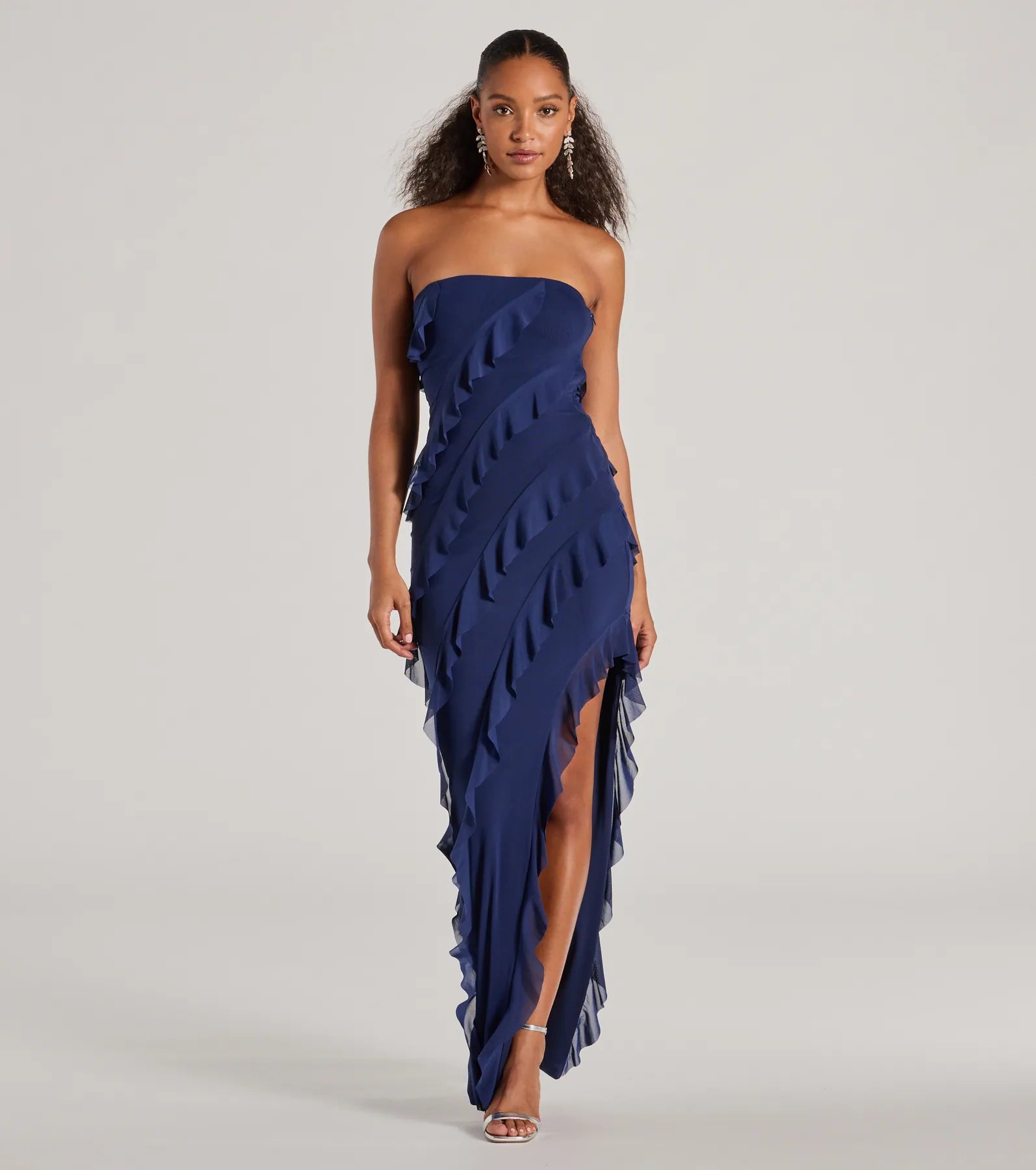 Sale Alert – Get Ready to Shop!Gabby Formal Mesh Strapless Ruffle Long Dress