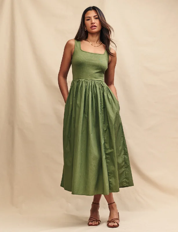 Crazy Discounts Inside!Green Colorado Skater Midi Dress
