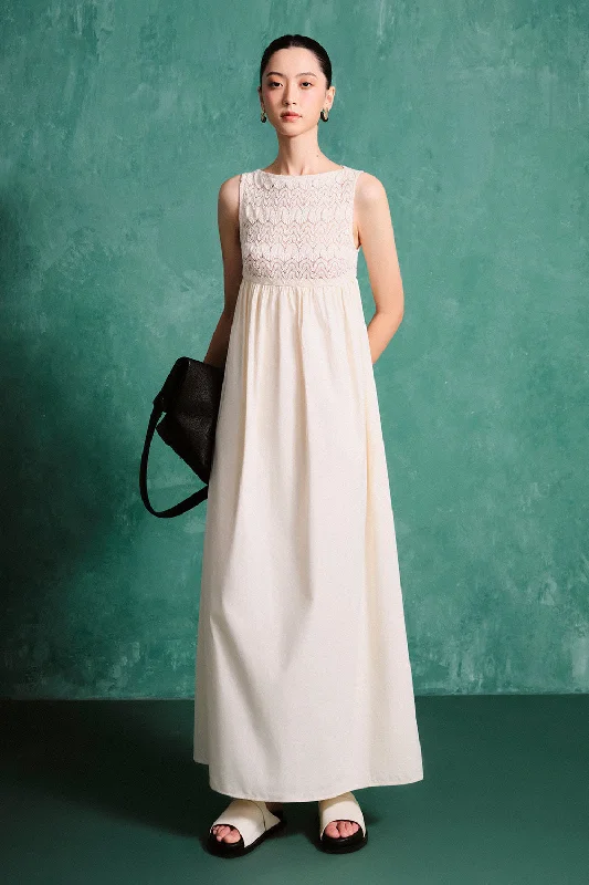 Seasonal Sale – Shop Now!Hanbok Empire Boat Neck Cotton Poplin Maxi Dress