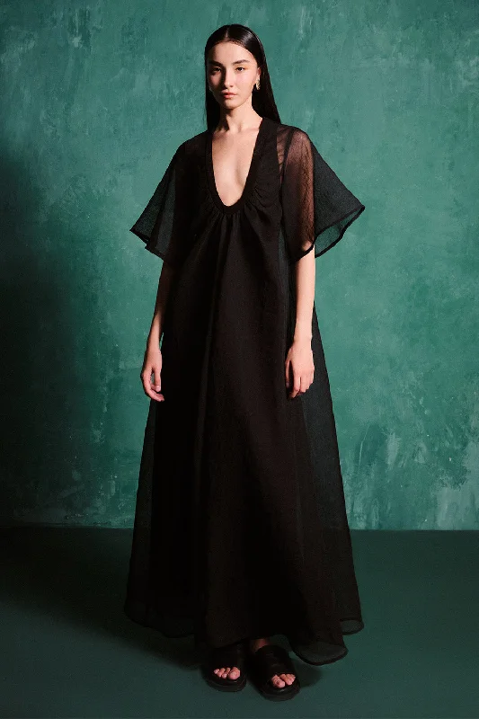 Steals and Deals Await!Juliet Trapezoid Butterfly Sleeved Organza Maxi Dress