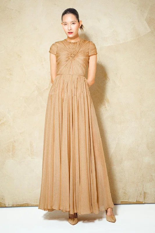 Hottest Discounts of the Year!Magnolia Gathered Short Sleeved Organza Voile Ankle Length Dress Hottest Discounts of the Year!Magnolia Gathered Short Sleeved Organza Voile Ankle Length Dress